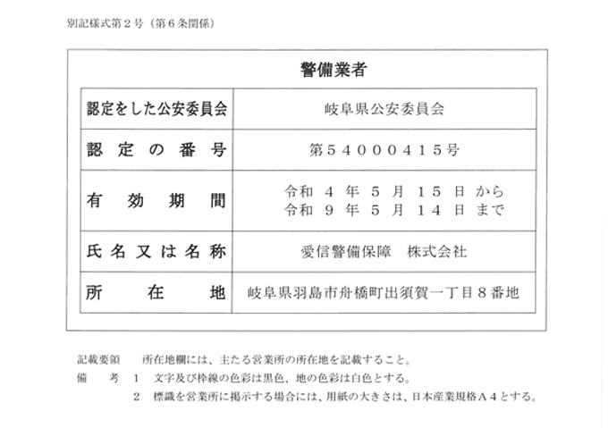 認定証